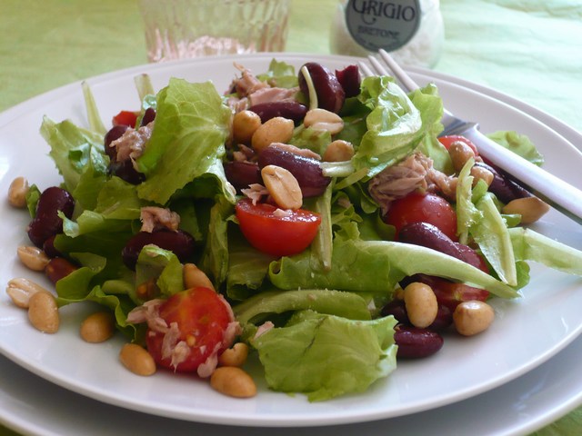 Insalata di tonno fagioli rossi e arachidi salate