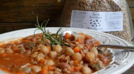 Minestra di fagioli e ceci ai porcini