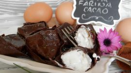 Tortelloni al cacao con ripieno di caprino e noci