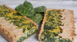 Torta salata topinambur e spinaci in crosta di briseé integrale