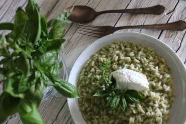 Risotto al basilico con caprino